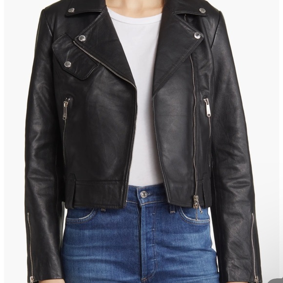 Sam Edelman Women's Leather Motorcycle Jacket with silver Zipper Size Small NWOT - Picture 4 of 9